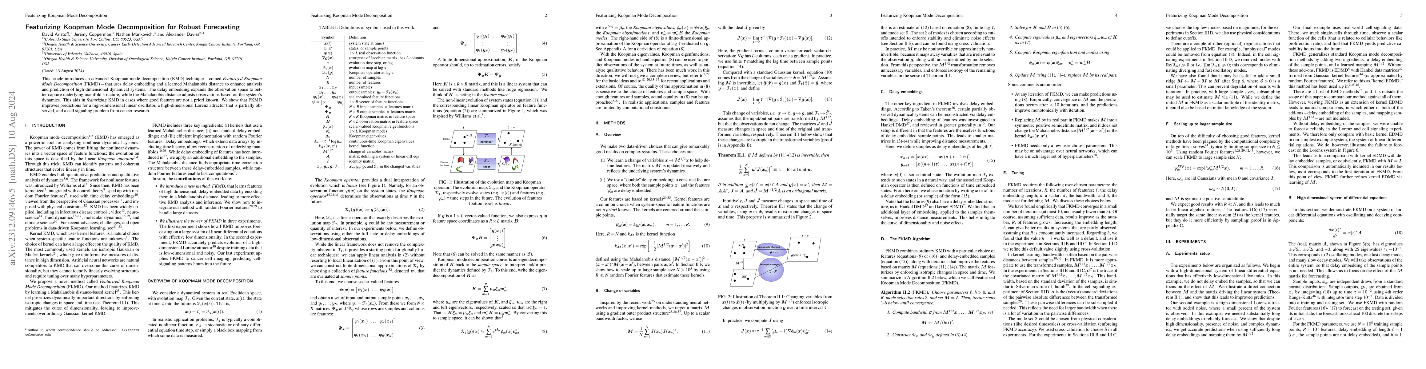 Thumbnail for Featurizing Koopman Mode Decomposition For Robust Forecasting