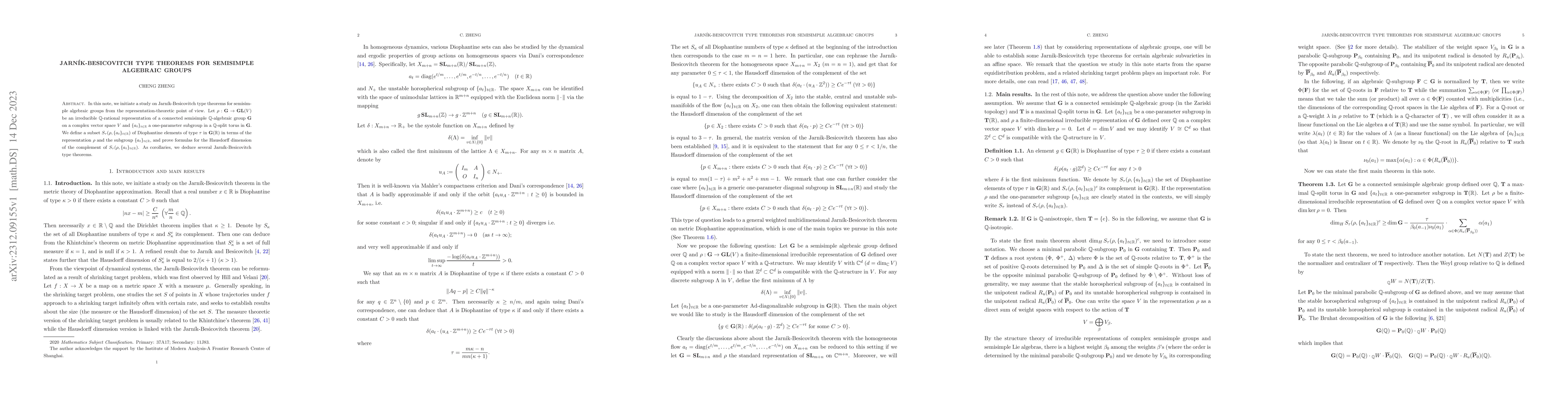 Thumbnail for Jarn\'ik-Besicovitch type theorems for semisimple algebraic groups