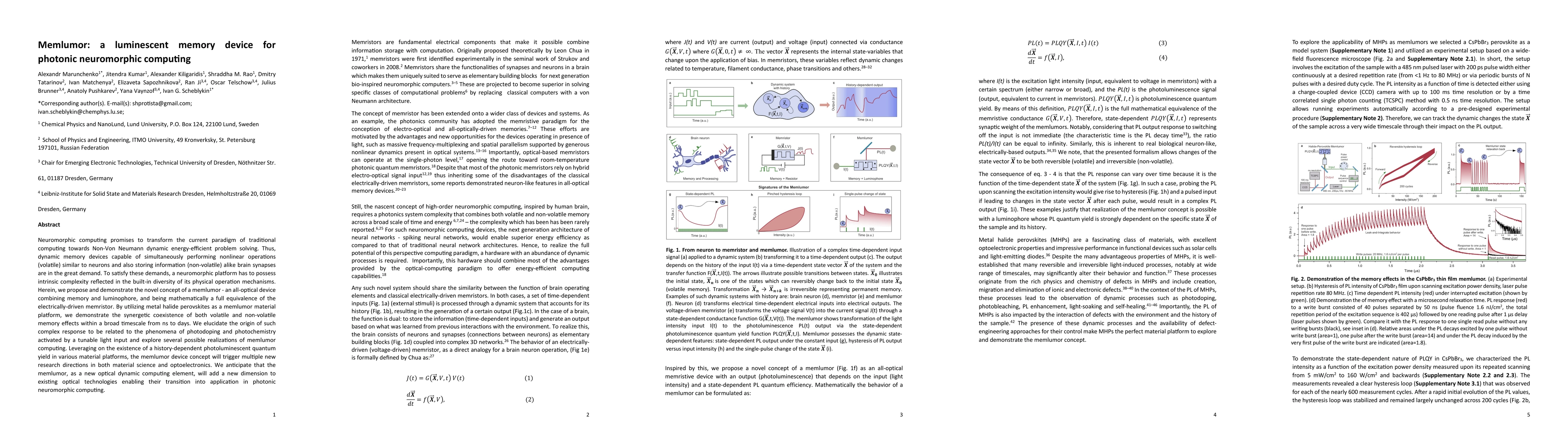 Thumbnail for Memlumor: a luminescent memory device for photonic neuromorphic
  computing