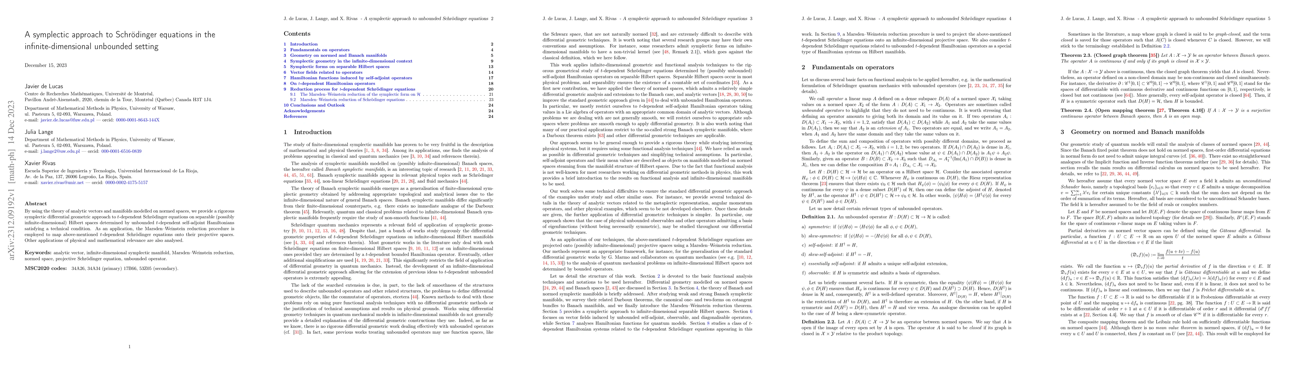 Thumbnail for A symplectic approach to Schr\"odinger equations in the
  infinite-dimensional unbounded setting