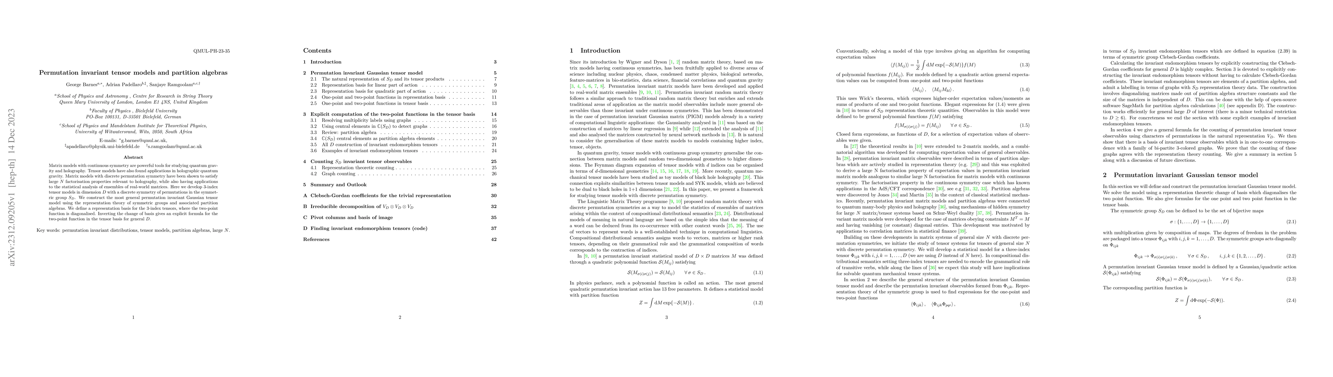 Thumbnail for Permutation invariant tensor models and partition algebras