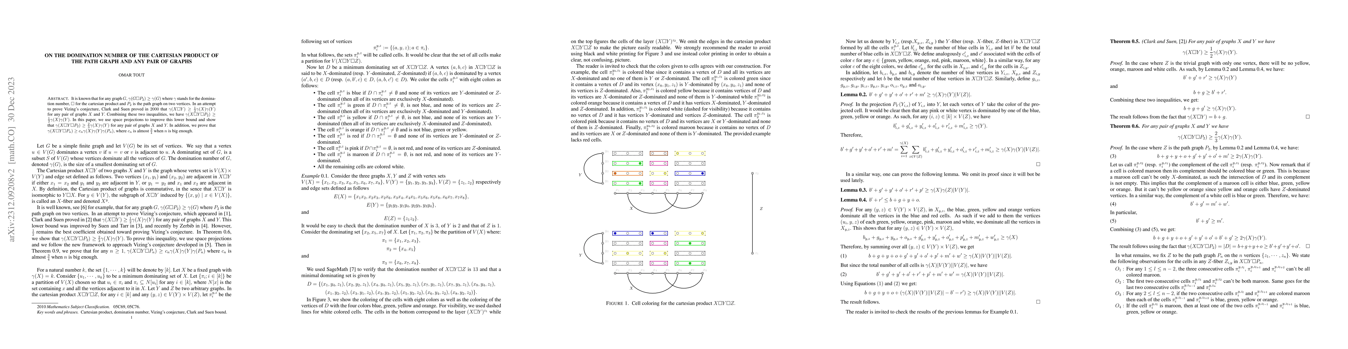 Thumbnail for On the domination number of the cartesian product of the path graph and
  any pair of graphs
