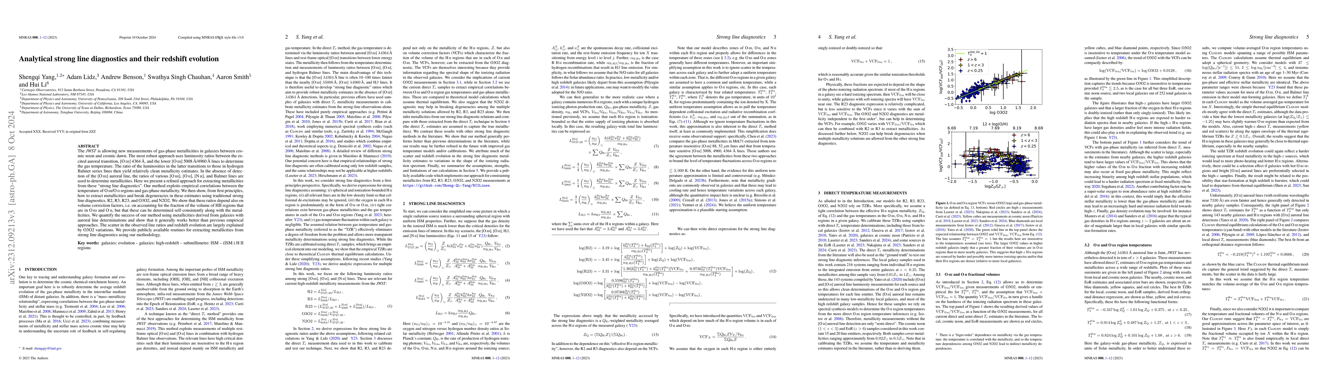 Thumbnail for Analytical strong line diagnostics and their redshift evolution