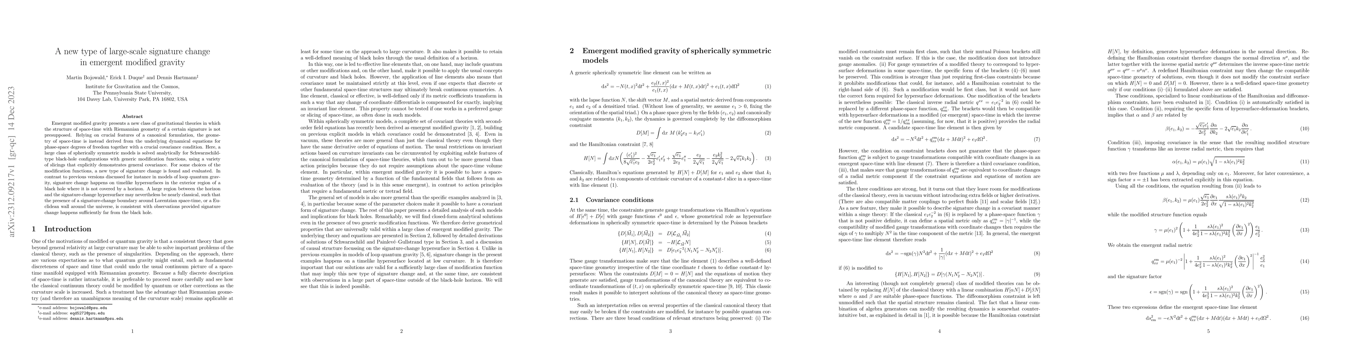 Thumbnail for A new type of large-scale signature change in emergent modified gravity