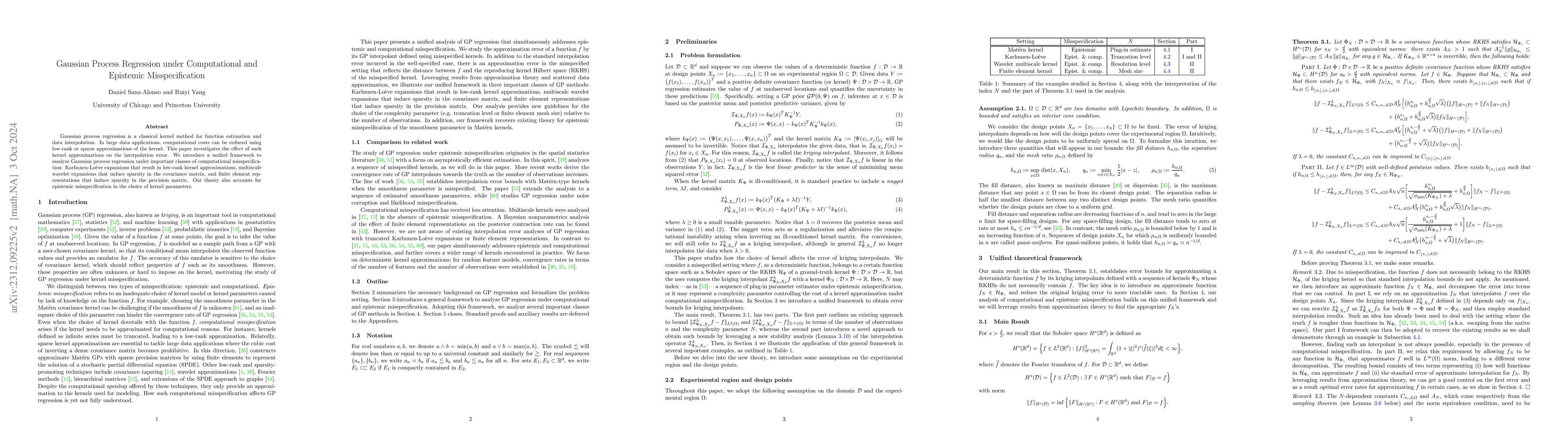 Thumbnail for Gaussian Process Regression under Computational and Epistemic
  Misspecification
