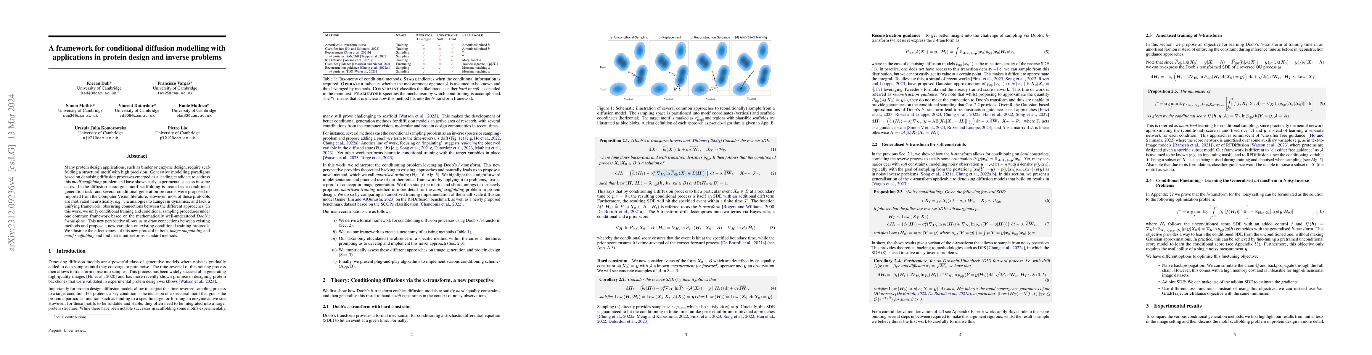Thumbnail for A framework for conditional diffusion modelling with applications in
  motif scaffolding for protein design