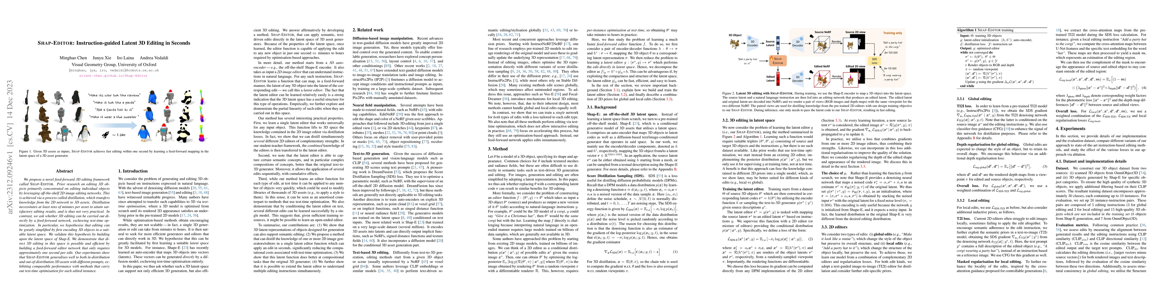 Thumbnail for SHAP-EDITOR: Instruction-guided Latent 3D Editing in Seconds