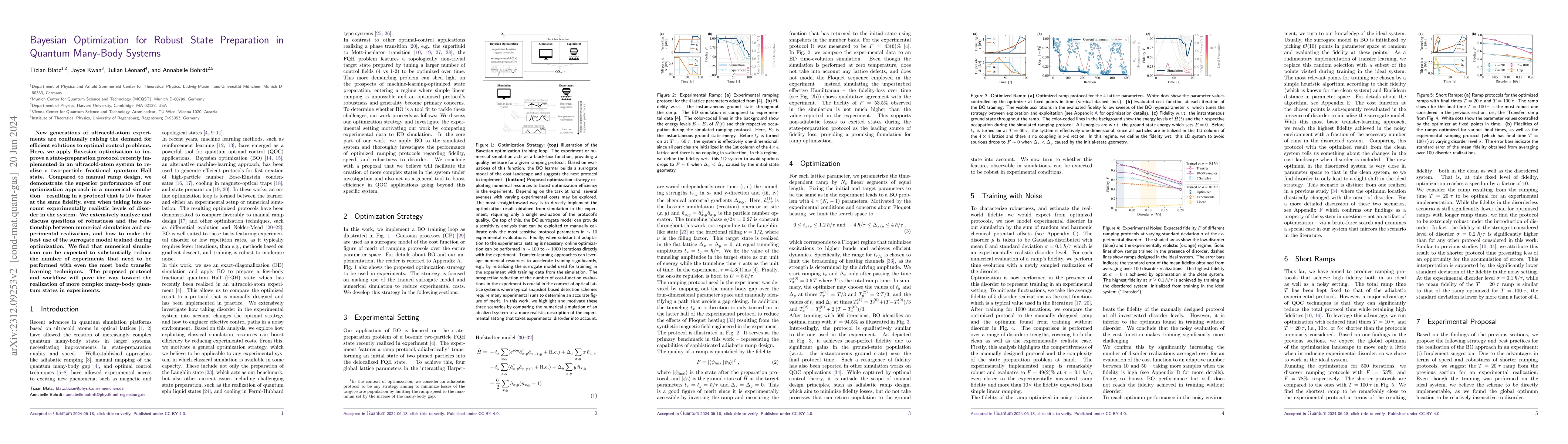 Thumbnail for Bayesian Optimization for Robust State Preparation in Quantum Many-Body
  Systems