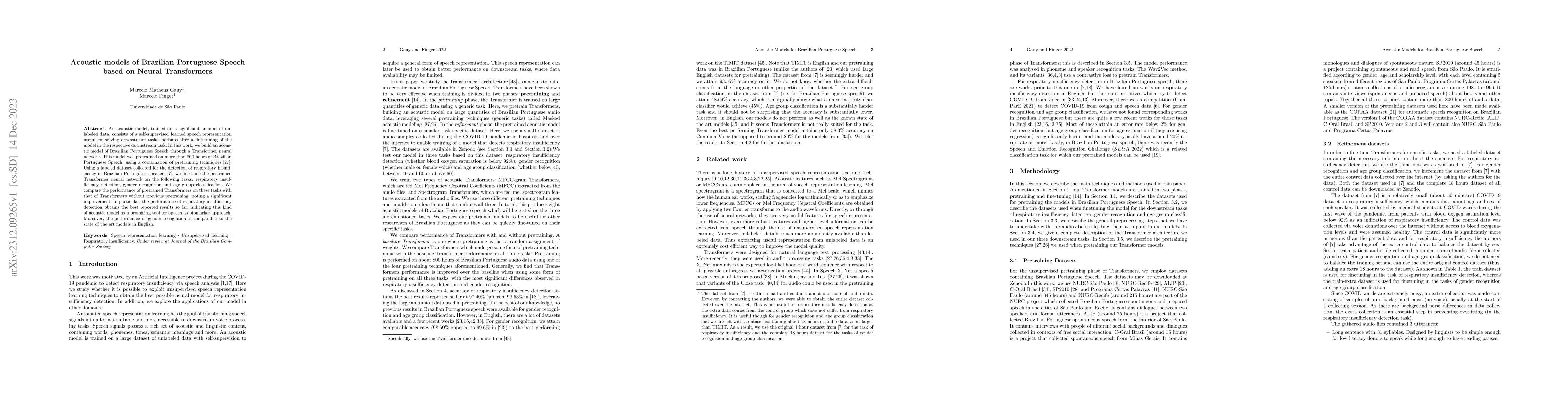 Thumbnail for Acoustic models of Brazilian Portuguese Speech based on Neural
  Transformers