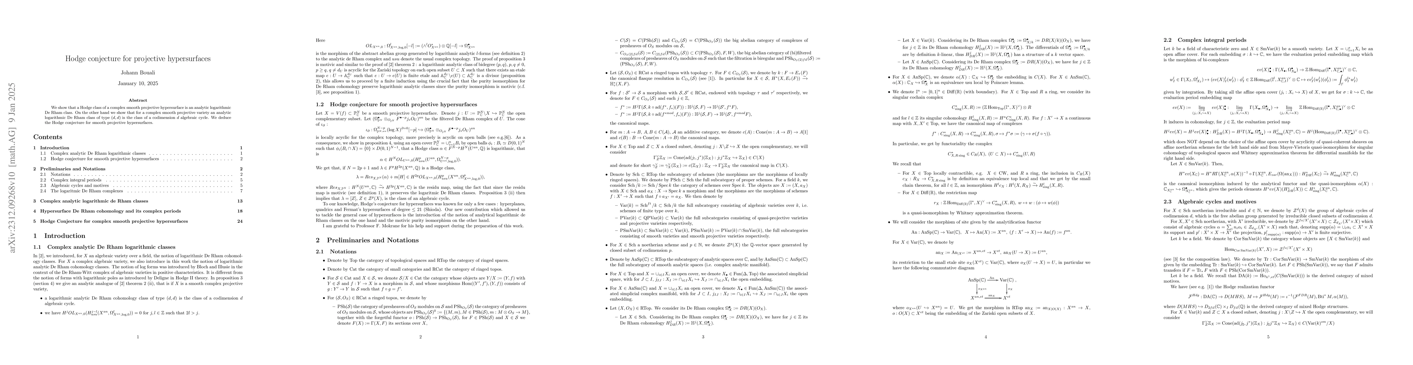 Thumbnail for Hodge conjecture for projective hypersurface