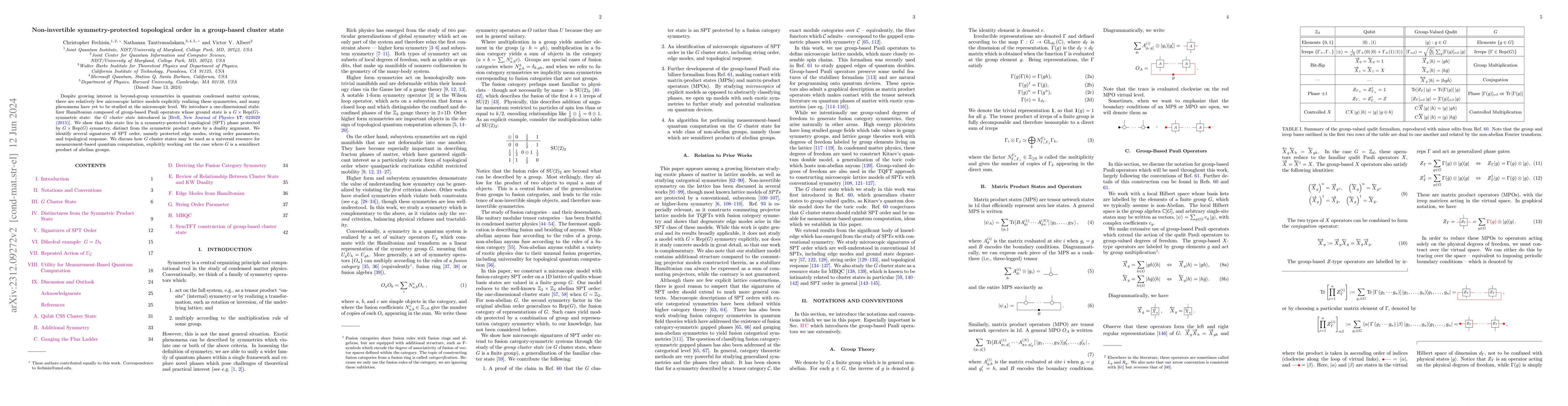 Thumbnail for Non-invertible symmetry-protected topological order in a group-based
  cluster state
