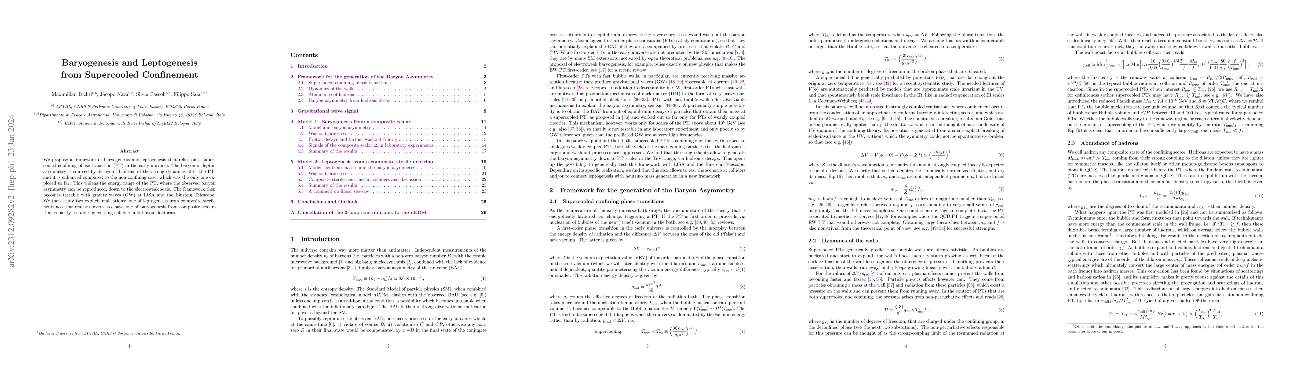 Thumbnail for Baryogenesis and Leptogenesis from Supercooled Confinement