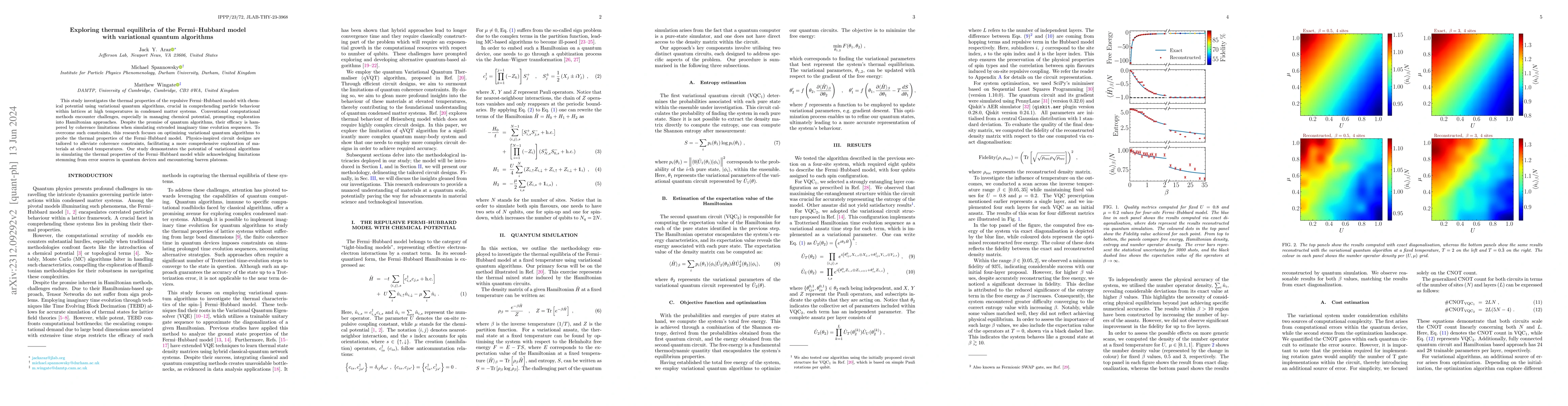 Thumbnail for Exploring thermal equilibria of the Fermi-Hubbard model with variational
  quantum algorithms