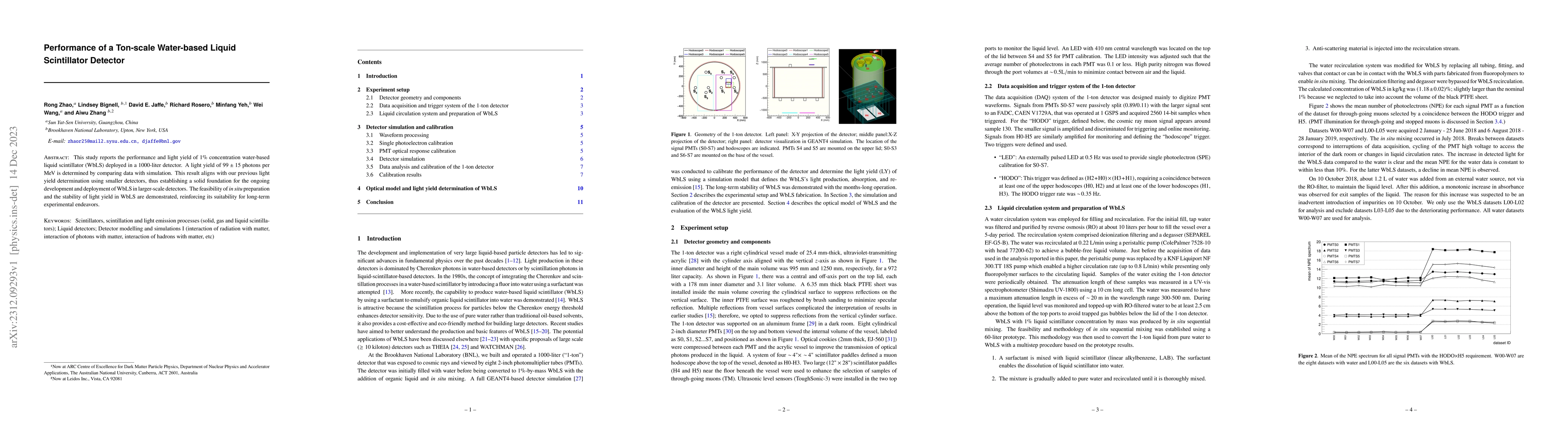 Thumbnail for Performance of a Ton-scale Water-based Liquid Scintillator Detector