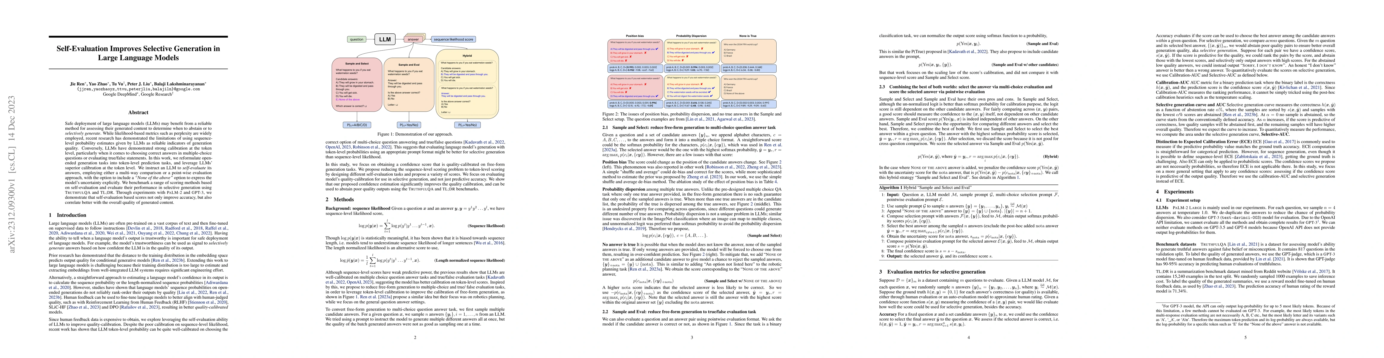 Thumbnail for Self-Evaluation Improves Selective Generation in Large Language Models