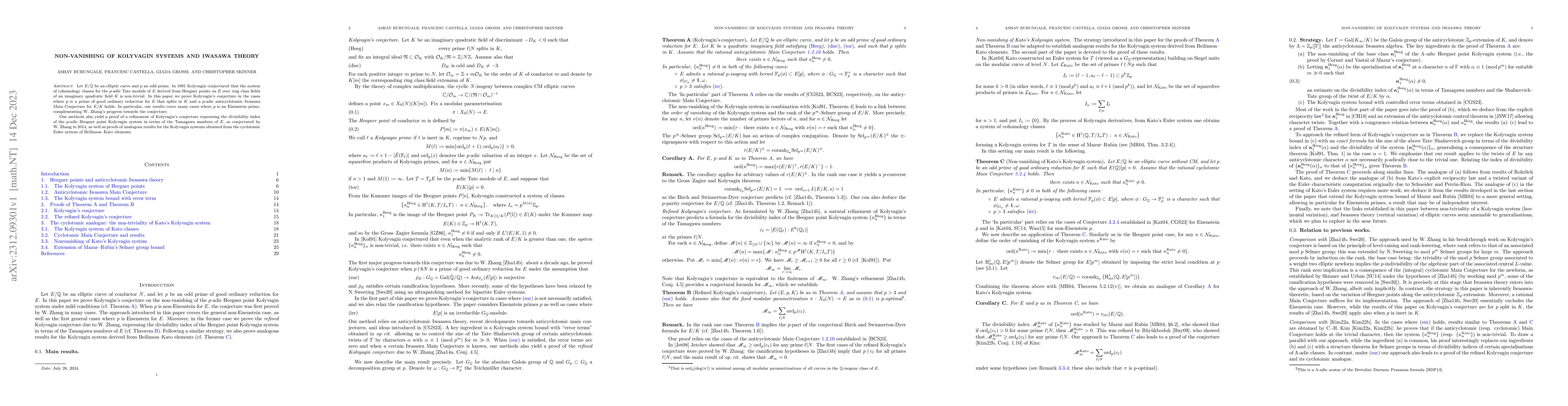 Thumbnail for Non-vanishing of Kolyvagin systems and Iwasawa theory