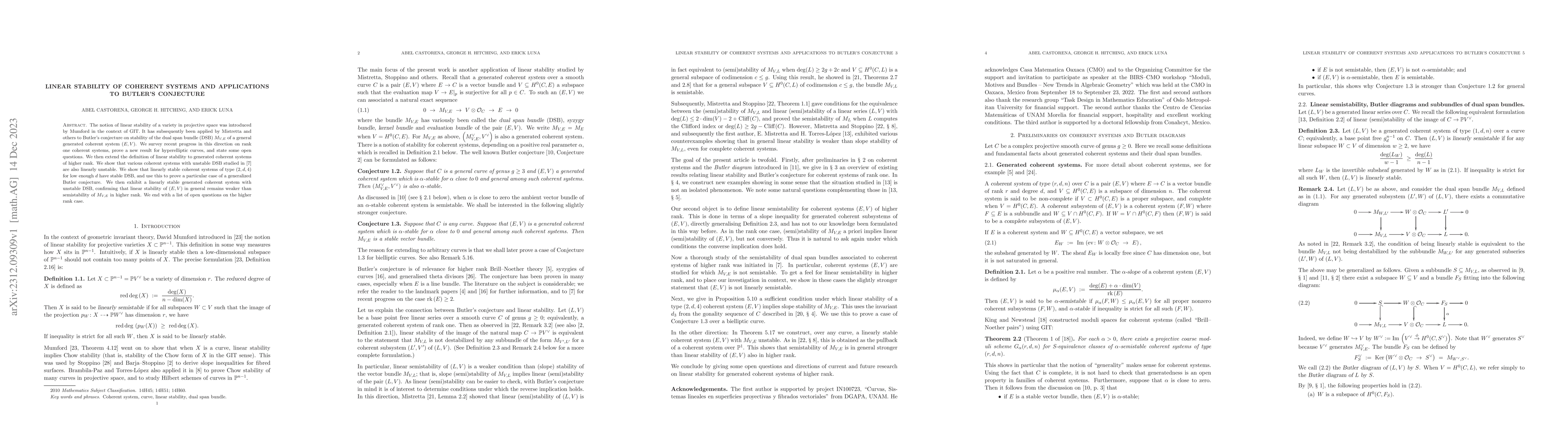 Thumbnail for Linear stability of coherent systems and applications to Butler's
  conjecture