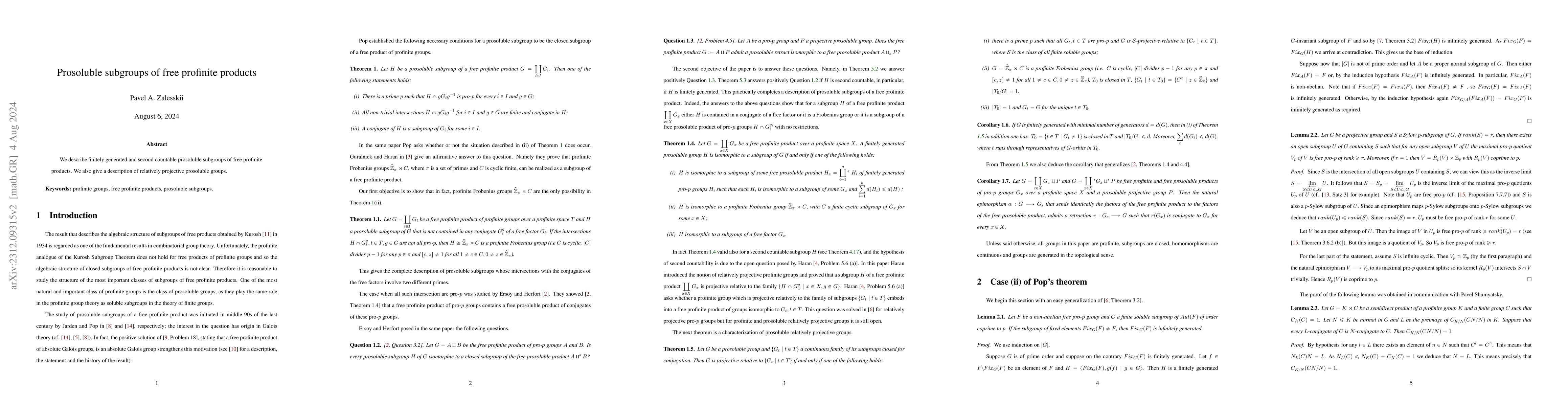 Thumbnail for Prosoluble subgroups of free profinite products