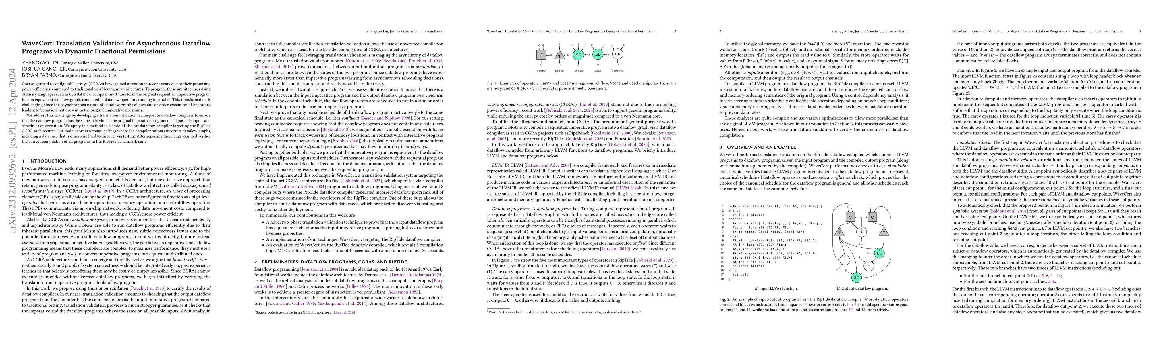 Thumbnail for WaveCert: Translation Validation for Asynchronous Dataflow Programs via
  Dynamic Fractional Permissions