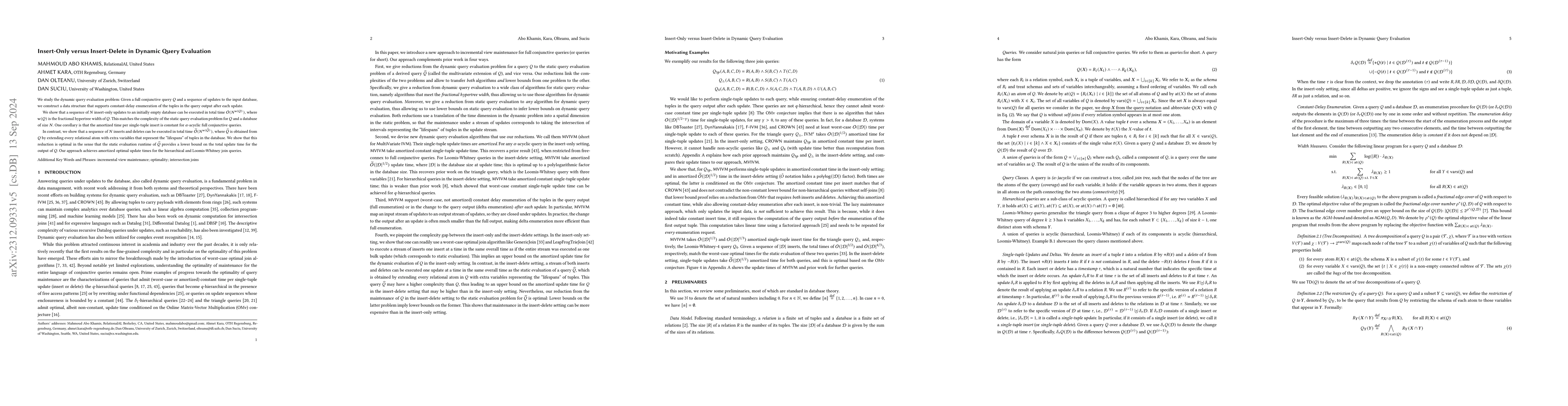 Thumbnail for Insert-Only versus Insert-Delete in Dynamic Query Evaluation