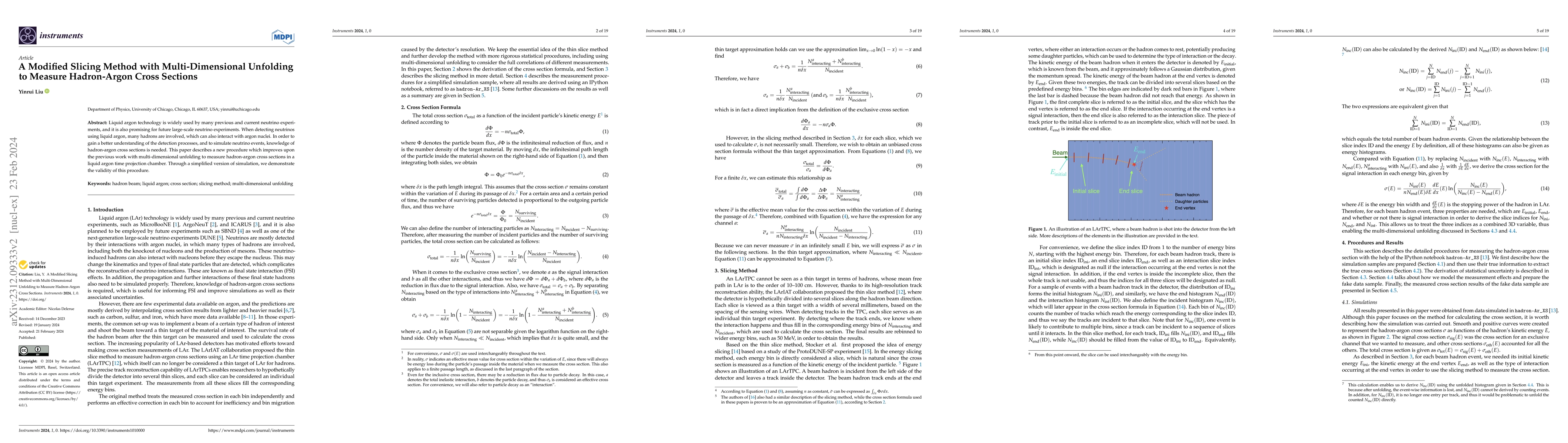 Thumbnail for A modified slicing method with multi-dimensional unfolding to measure
  hadron-argon cross sections