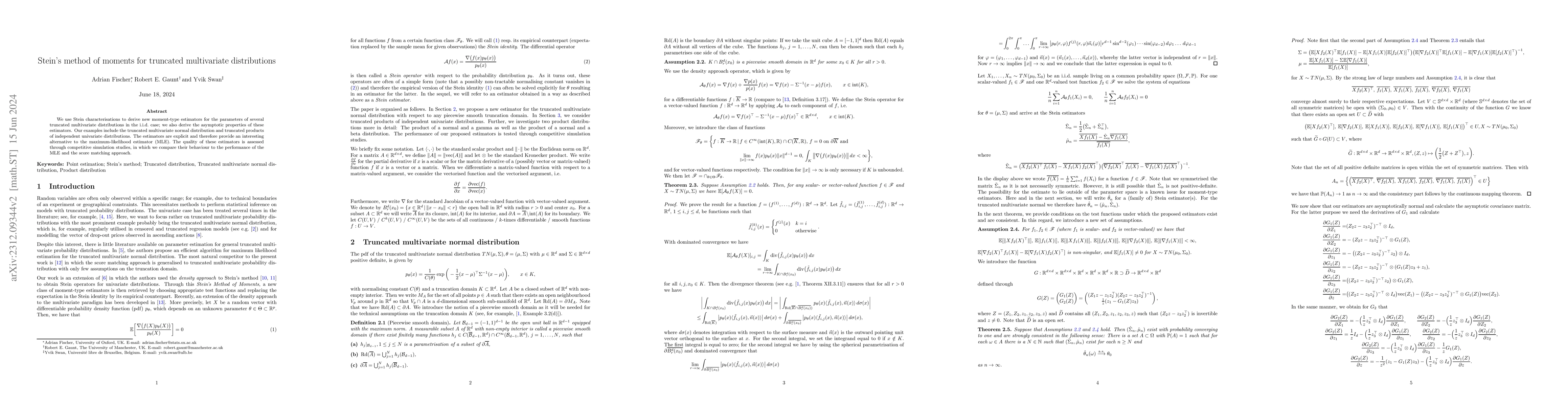 Thumbnail for Stein's method of moments for truncated multivariate distributions