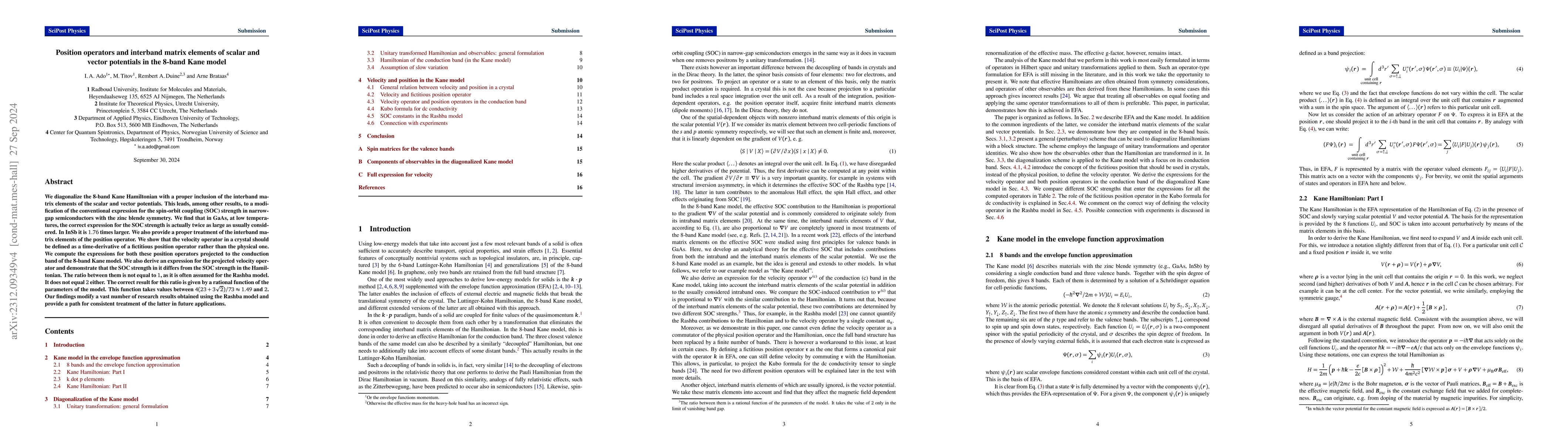 Thumbnail for Position operators and interband matrix elements of scalar and vector
  potentials in the 8-band Kane model