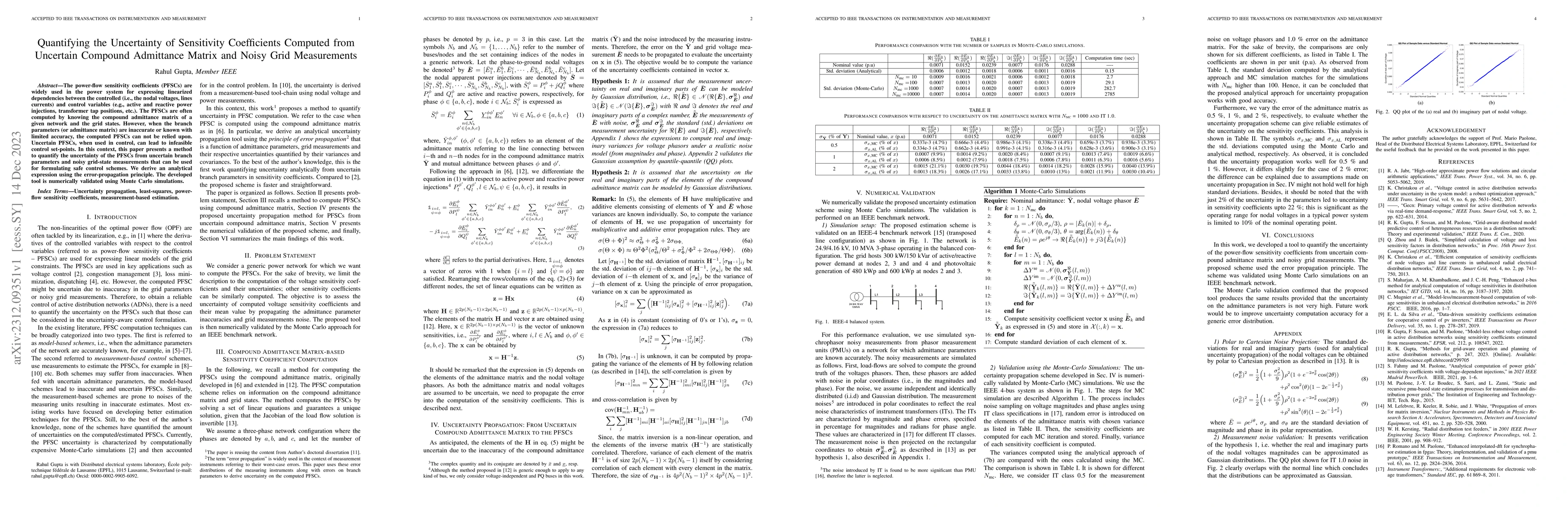 Thumbnail for Quantifying the Uncertainty of Sensitivity Coefficients Computed from
  Uncertain Compound Admittance Matrix and Noisy Grid Measurements