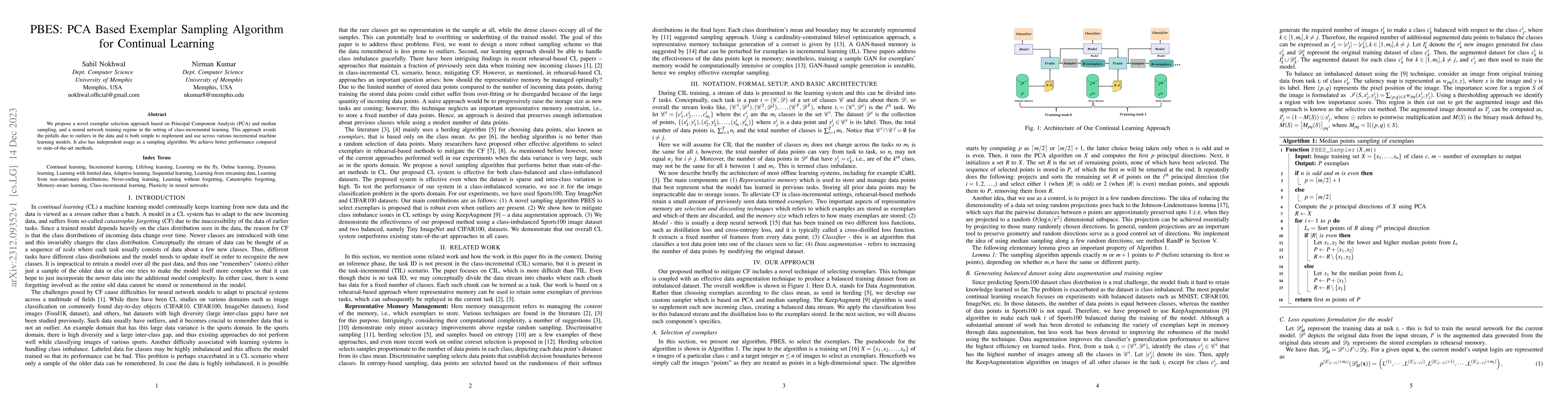 Thumbnail for PBES: PCA Based Exemplar Sampling Algorithm for Continual Learning