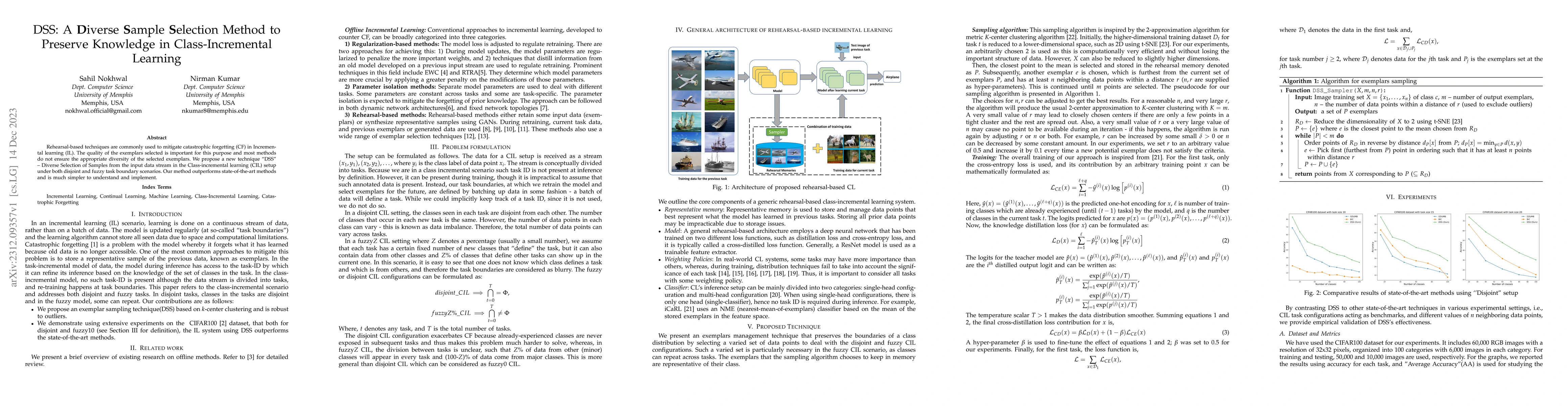 Thumbnail for DSS: A Diverse Sample Selection Method to Preserve Knowledge in
  Class-Incremental Learning