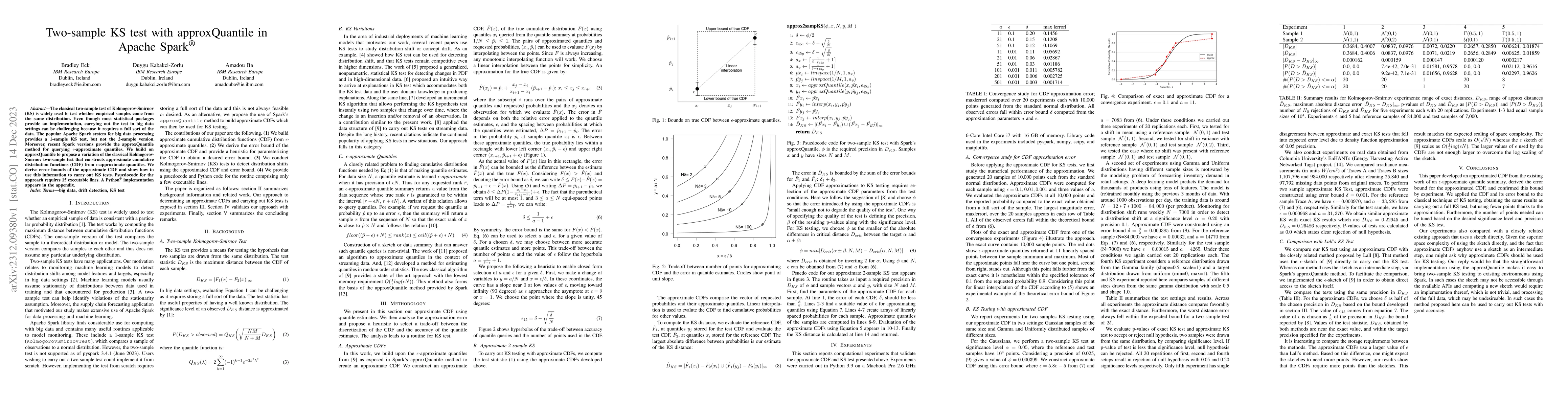 Thumbnail for Two-sample KS test with approxQuantile in Apache Spark