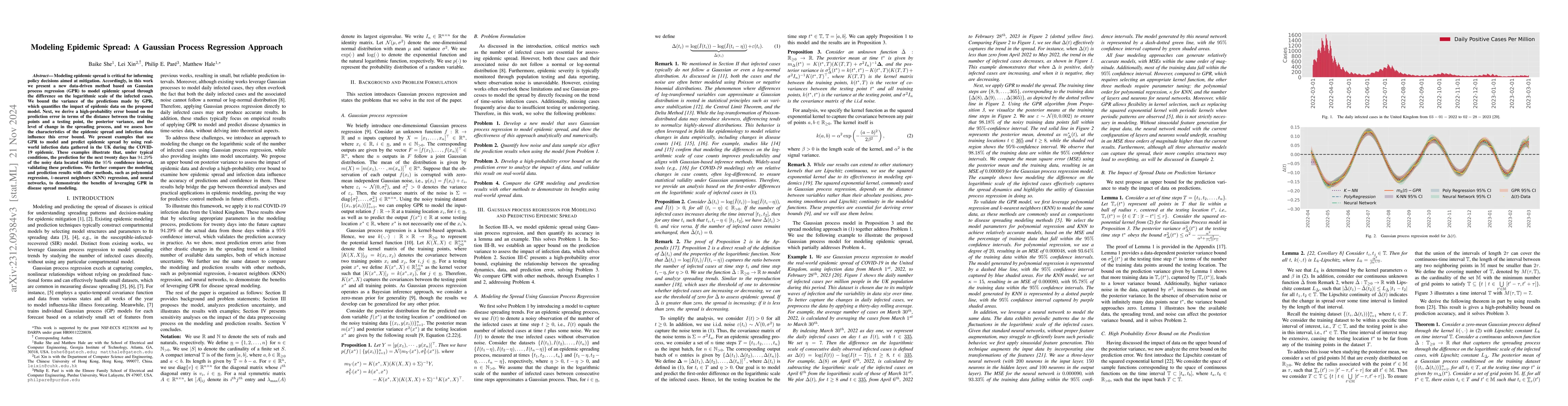 Thumbnail for Modeling and Predicting Epidemic Spread: A Gaussian Process Regression
  Approach