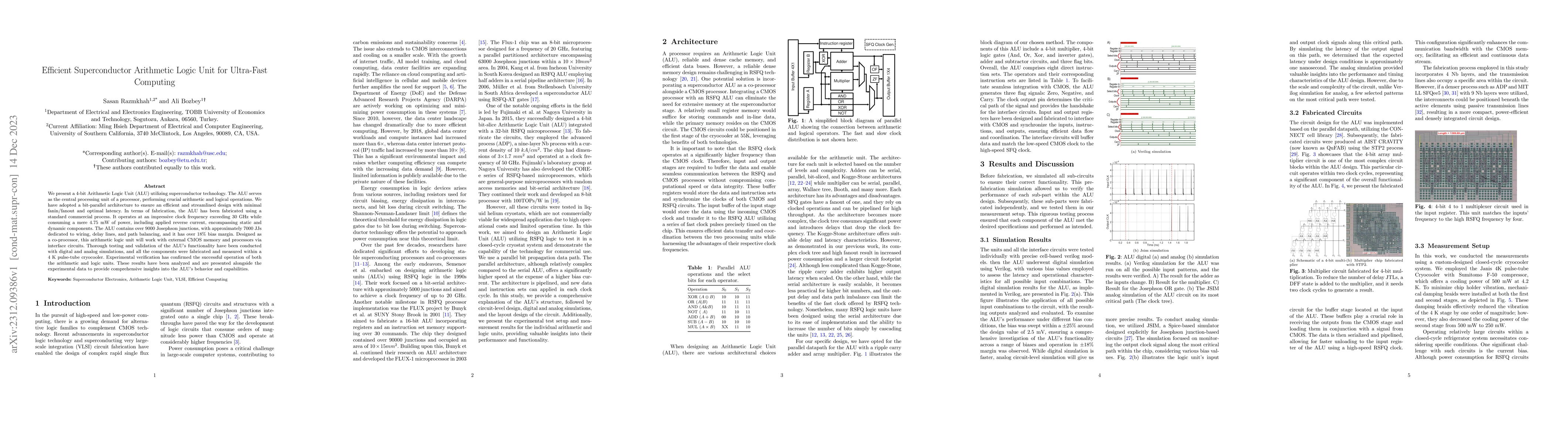 Thumbnail for Efficient Superconductor Arithmetic Logic Unit for Ultra-Fast Computing