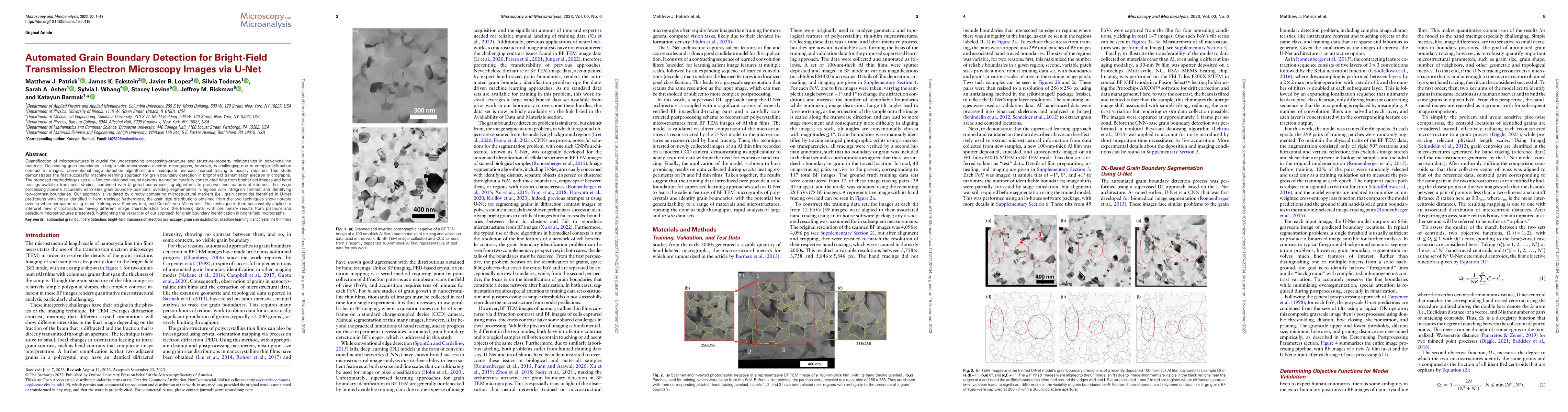 Thumbnail for Automated Grain Boundary Detection for Bright-Field Transmission
  Electron Microscopy Images via U-Net