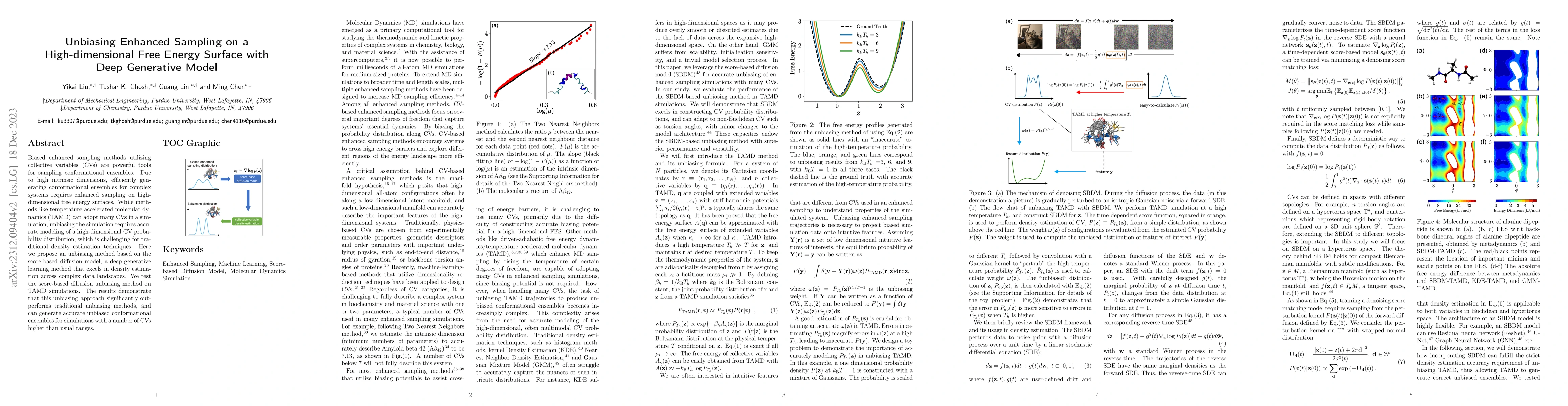Thumbnail for Unbiasing Enhanced Sampling on a High-dimensional Free Energy Surface
  with Deep Generative Model