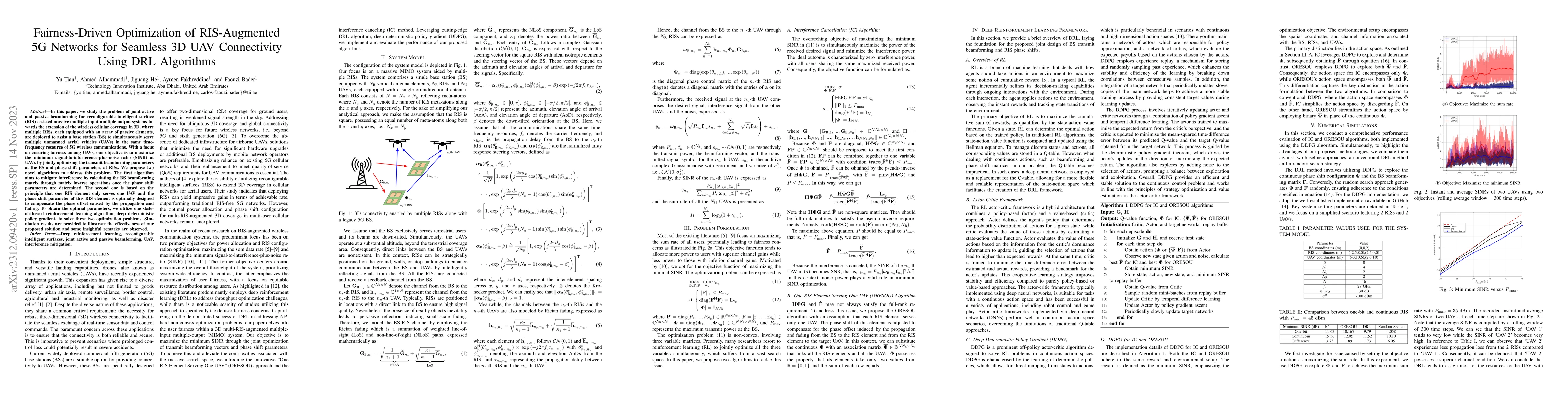 Thumbnail for Fairness-Driven Optimization of RIS-Augmented 5G Networks for Seamless
  3D UAV Connectivity Using DRL Algorithms