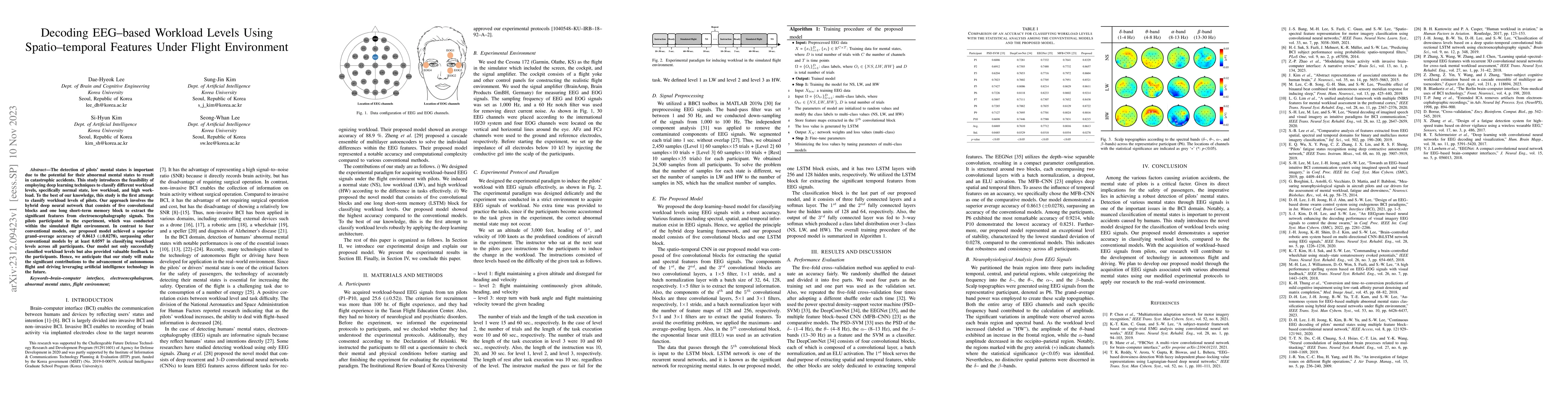 Thumbnail for Decoding EEG-based Workload Levels Using Spatio-temporal Features Under
  Flight Environment