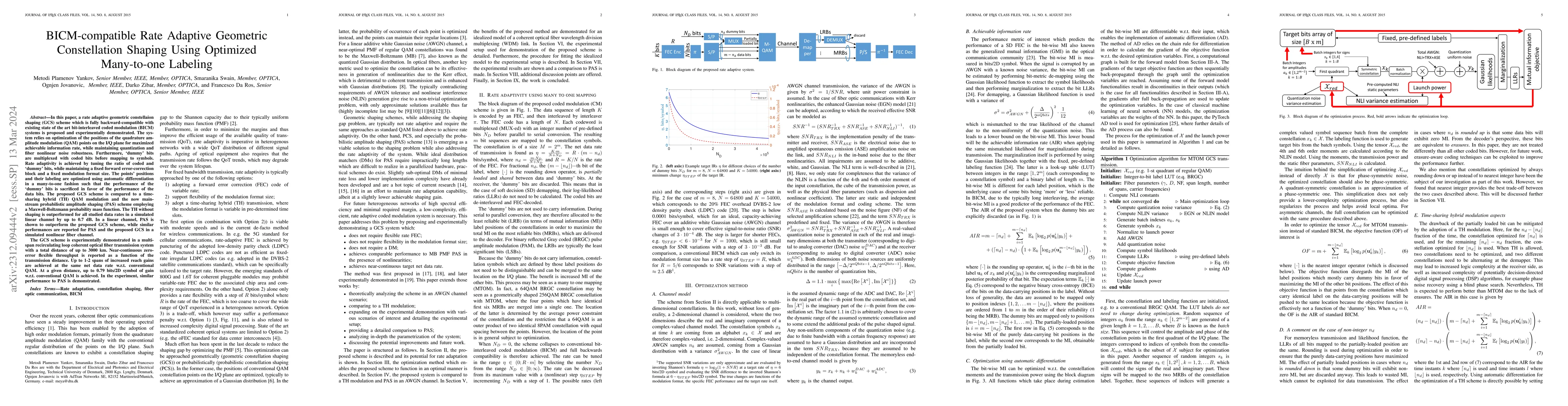 Thumbnail for BICM-compatible Rate Adaptive Geometric Constellation Shaping Using
  Optimized Many-to-one Labeling
