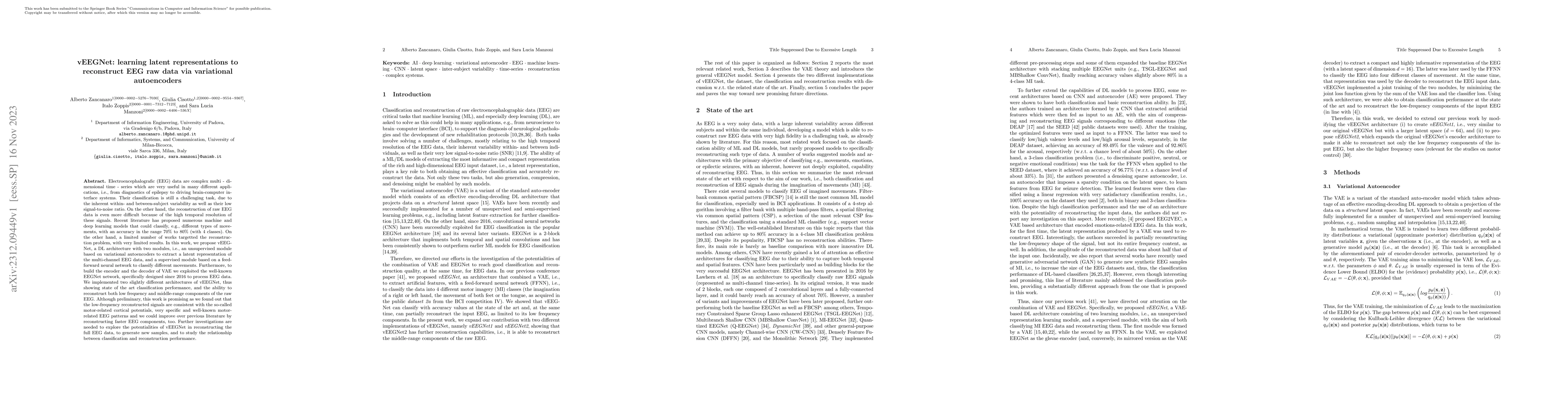 Thumbnail for vEEGNet: learning latent representations to reconstruct EEG raw data via
  variational autoencoders