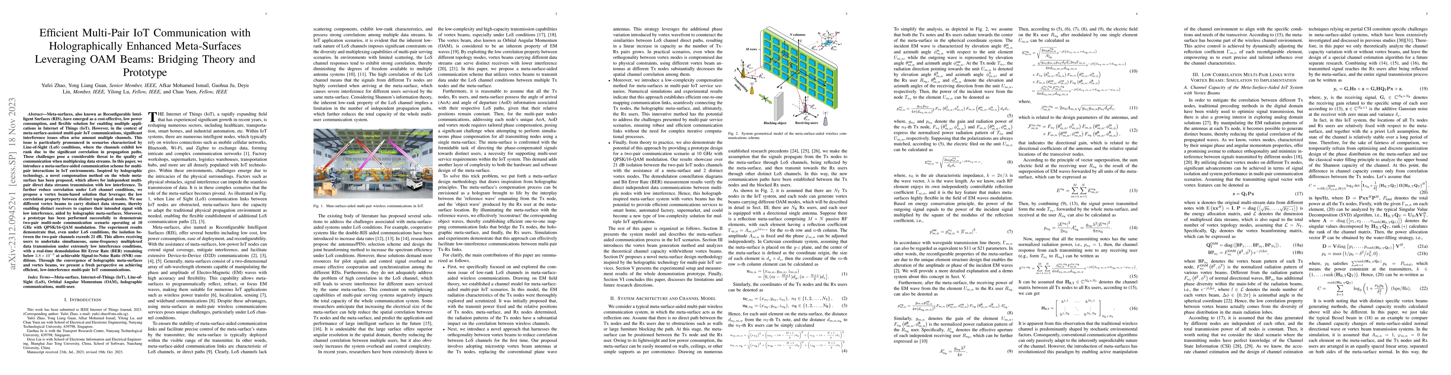 Thumbnail for Efficient Multi-Pair IoT Communication with Holographically Enhanced
  Meta-Surfaces Leveraging OAM Beams: Bridging Theory and Prototype