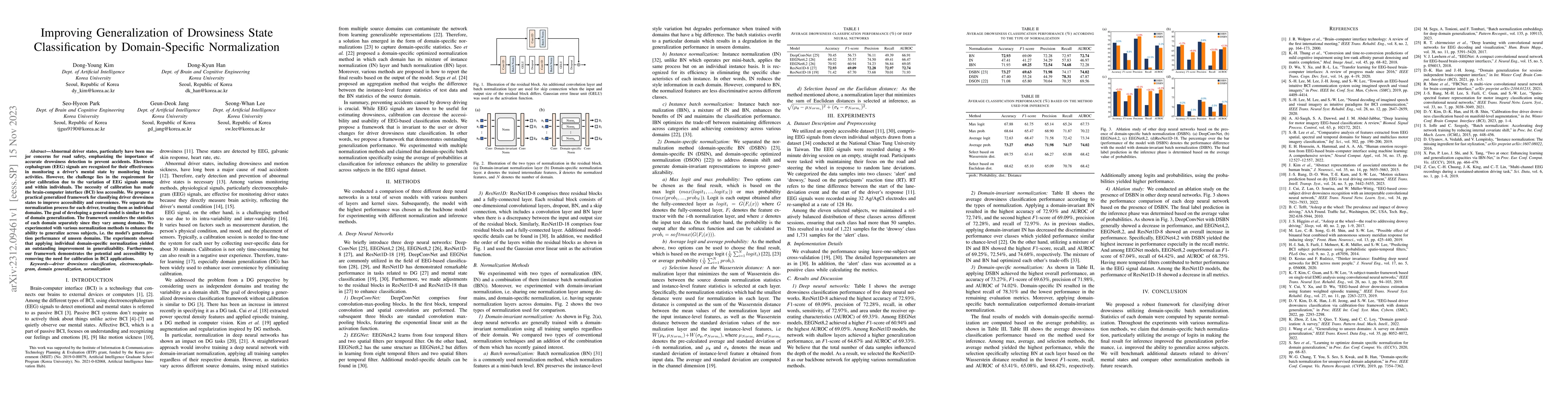 Thumbnail for Improving Generalization of Drowsiness State Classification by
  Domain-Specific Normalization