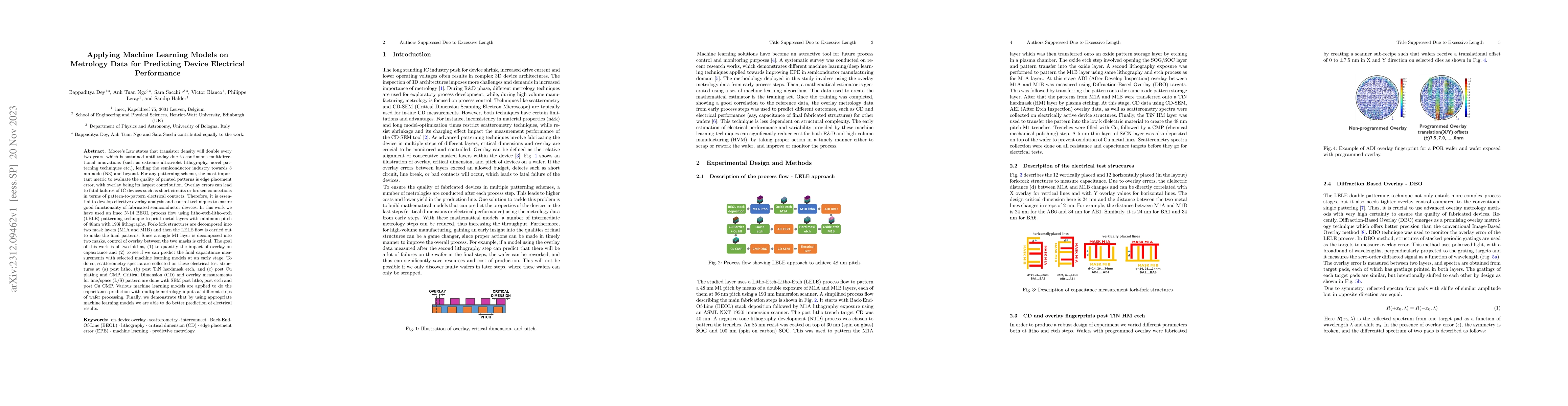 Thumbnail for Applying Machine Learning Models on Metrology Data for Predicting Device
  Electrical Performance