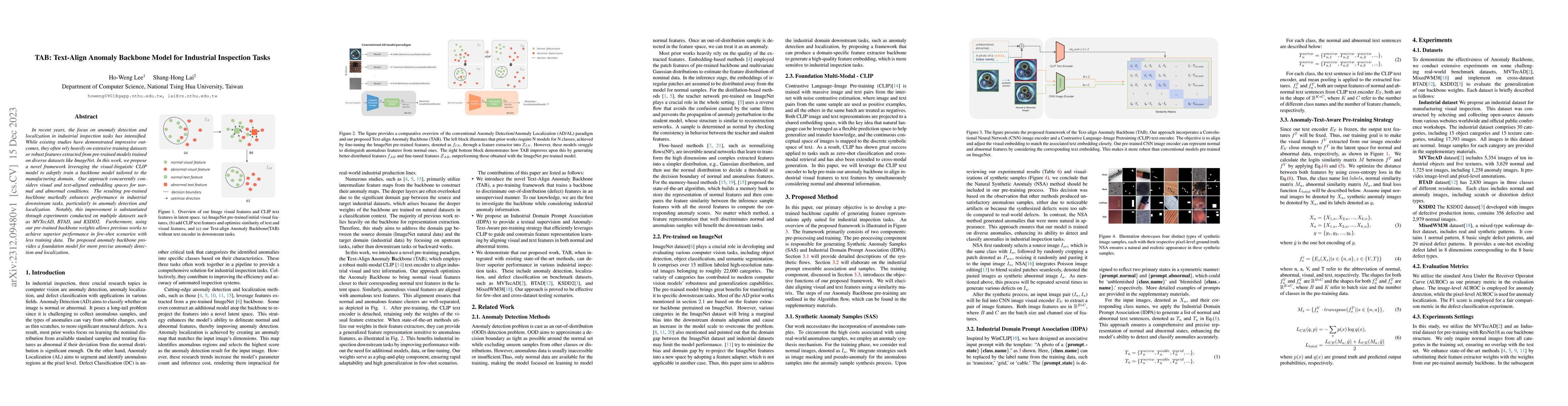 Thumbnail for TAB: Text-Align Anomaly Backbone Model for Industrial Inspection Tasks