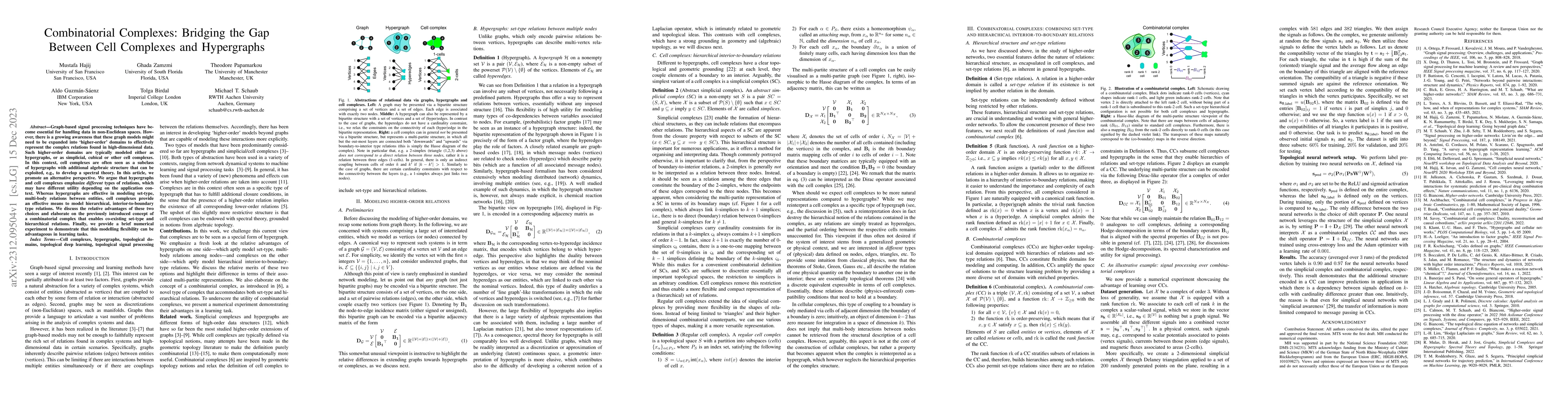 Thumbnail for Combinatorial Complexes: Bridging the Gap Between Cell Complexes and
  Hypergraphs