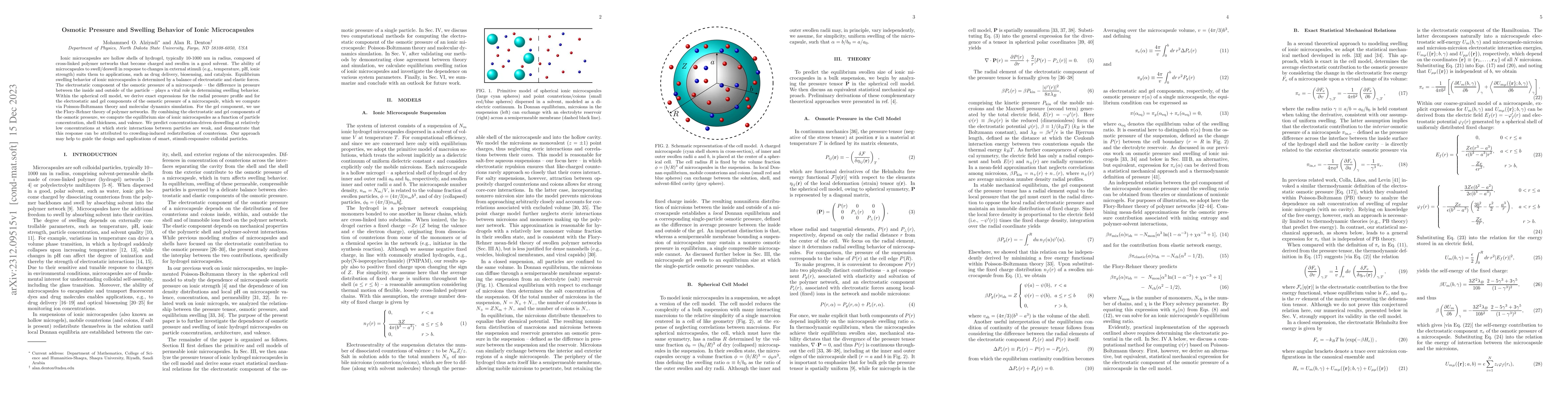 Thumbnail for Osmotic Pressure and Swelling Behavior of Ionic Microcapsules