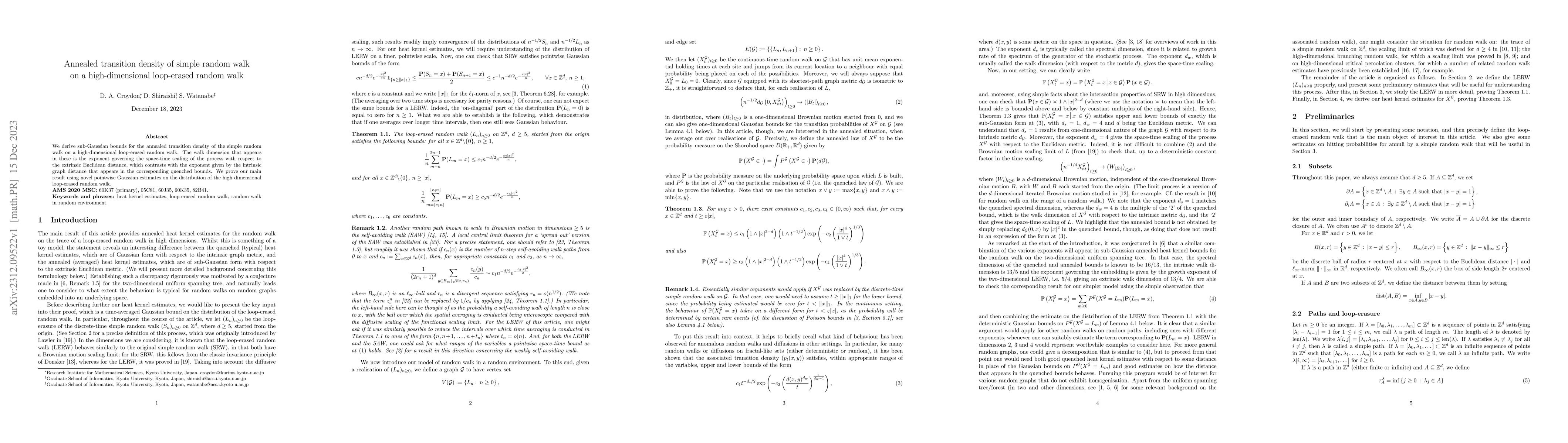 Thumbnail for Annealed transition density of simple random walk on a high-dimensional
  loop-erased random walk
