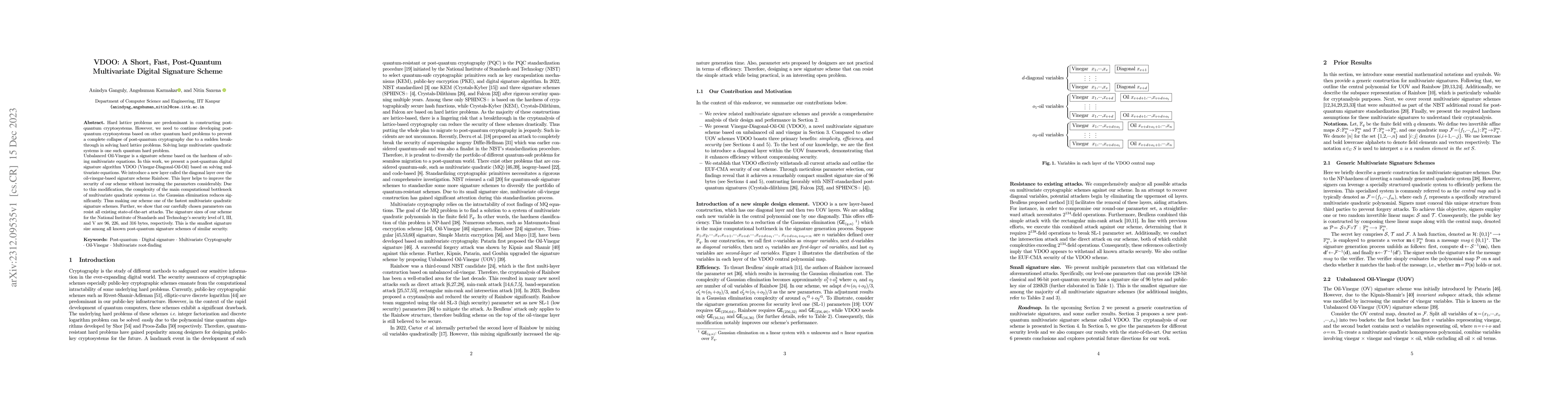 Thumbnail for VDOO: A Short, Fast, Post-Quantum Multivariate Digital Signature Scheme