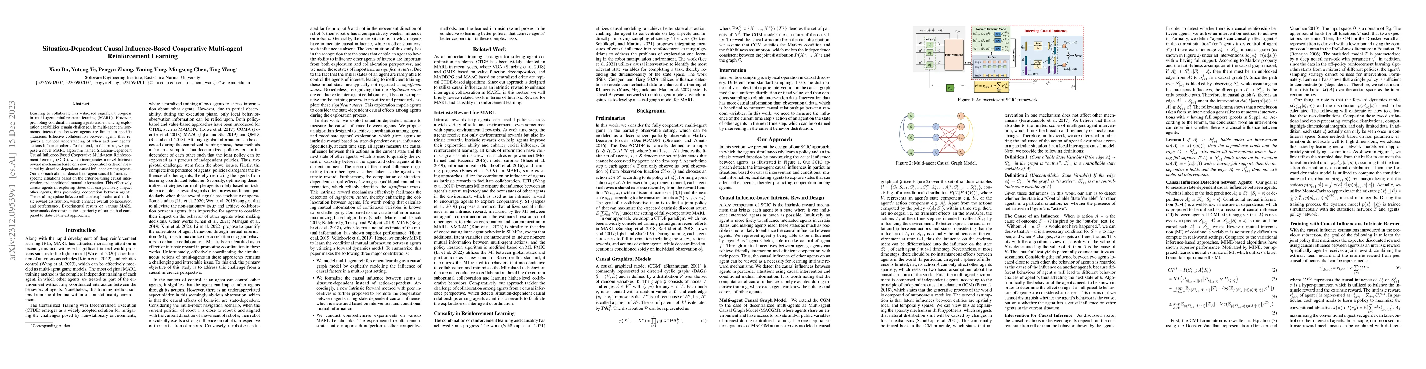 Thumbnail for Situation-Dependent Causal Influence-Based Cooperative Multi-agent
  Reinforcement Learning