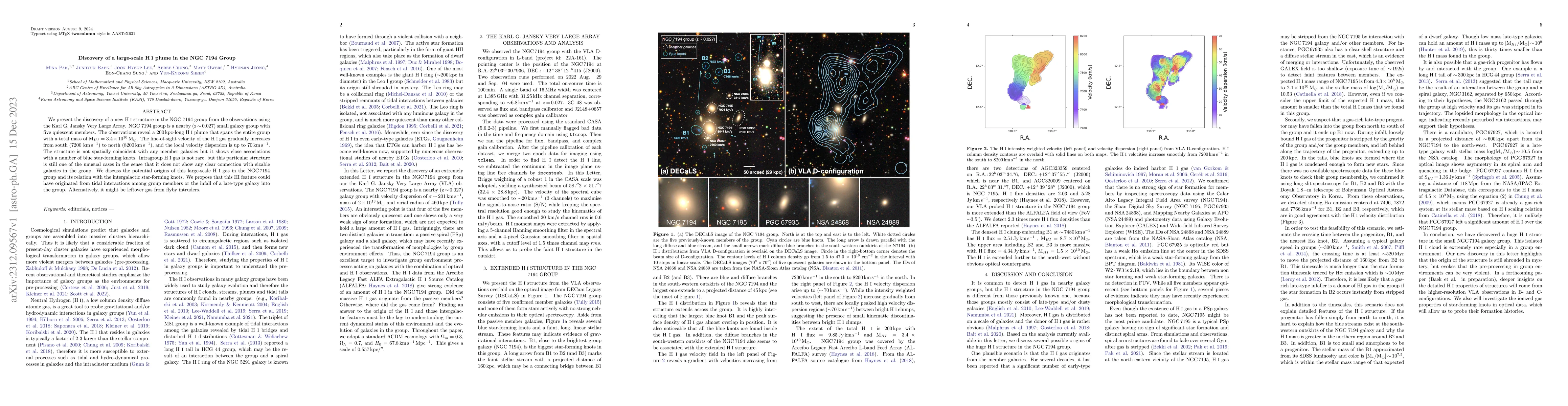 Thumbnail for Discovery of a large-scale H I plume in the NGC 7194 Group
