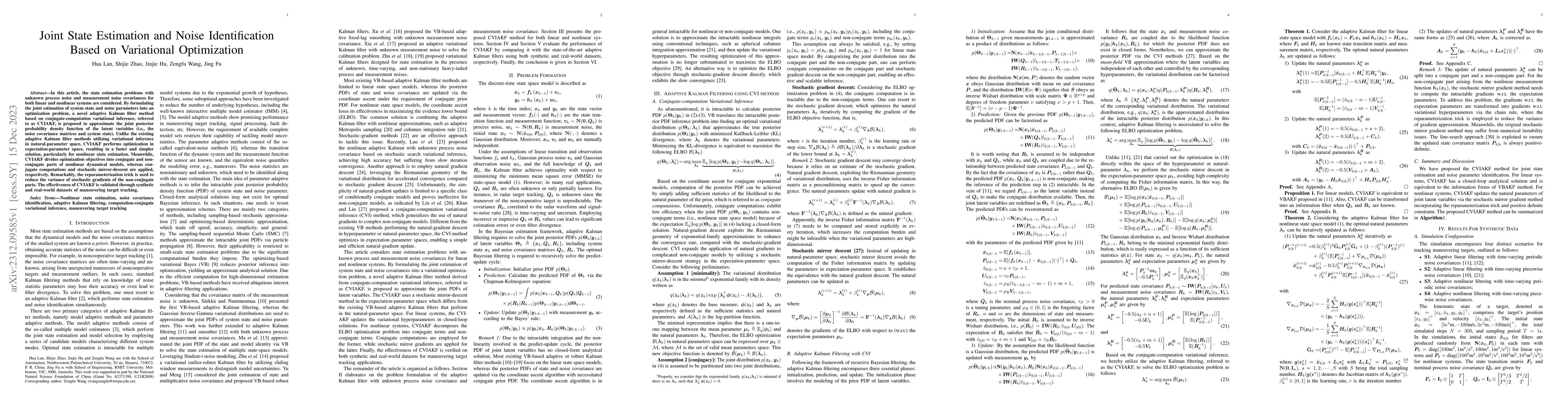 Thumbnail for Joint State Estimation and Noise Identification Based on Variational
  Optimization